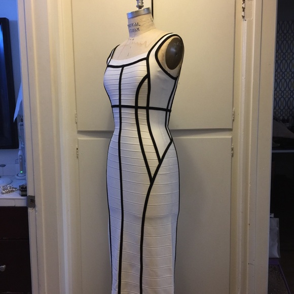 SOLD Auth Herve Leger Black White Gown 0 - Picture 7 of 8
